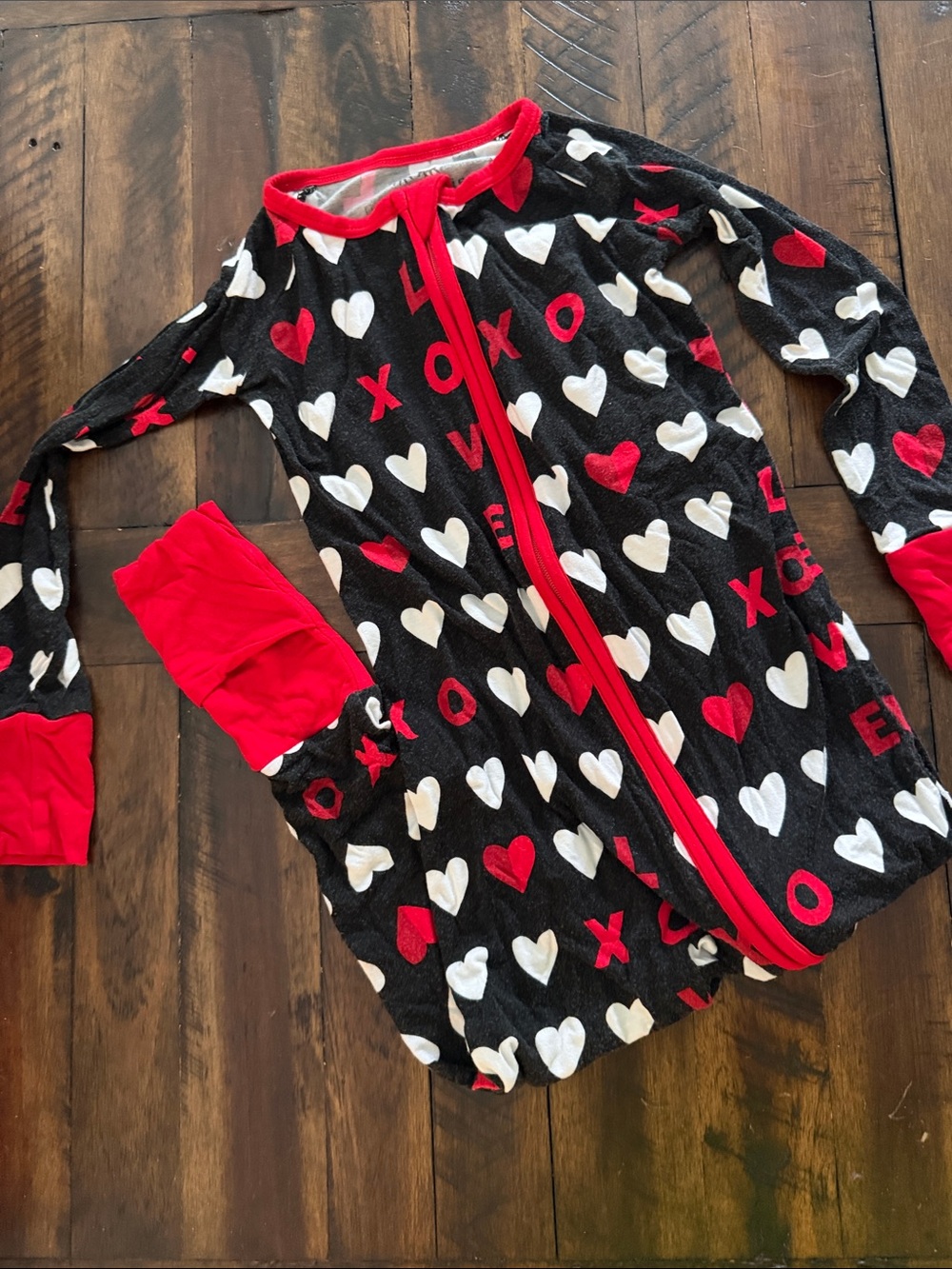 Little Sleepies Black Red White Heart & XOXO Pajama Set